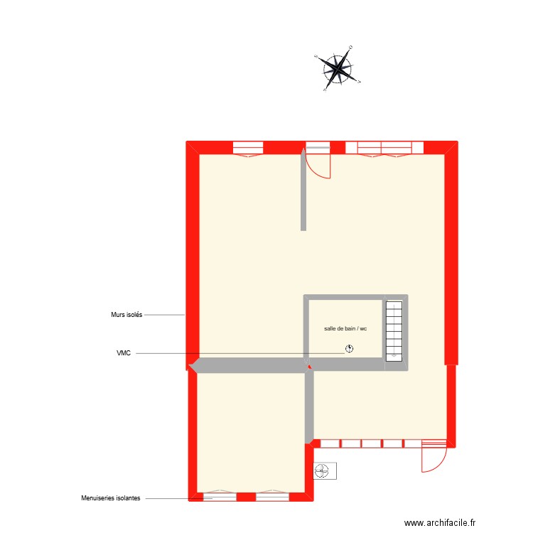 lebleu. Plan de 4 pièces et 76 m2