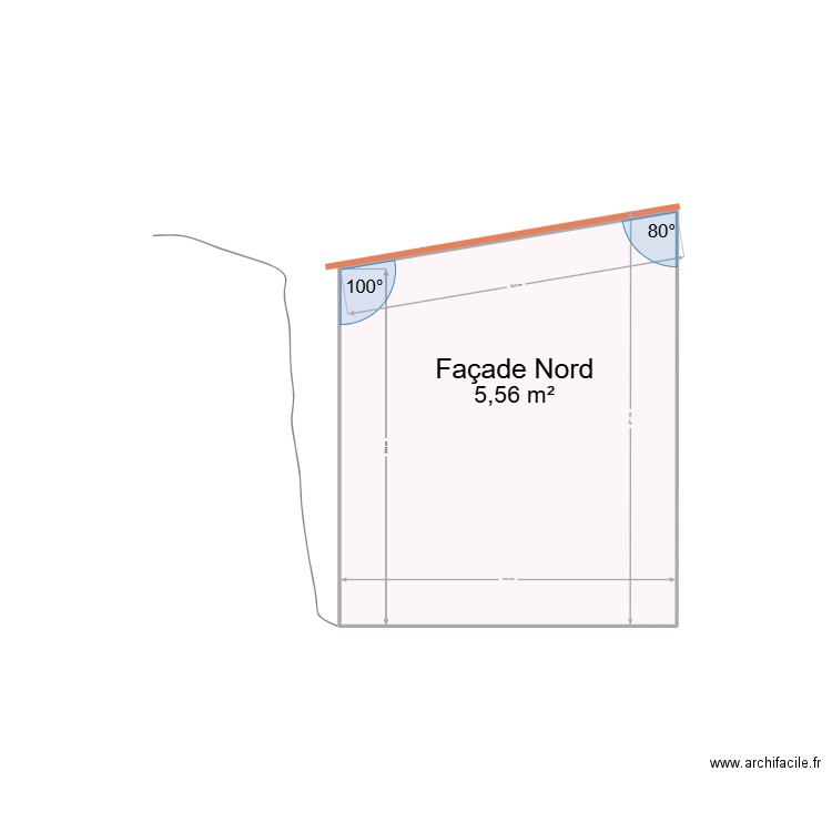 Façade Nord. Plan de 1 pièce et 6 m2