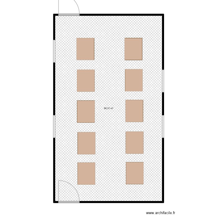 Préau. Plan de 1 pièce et 90 m2