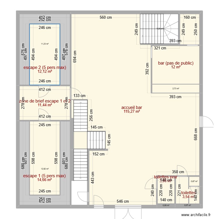 rdc levelup ok. Plan de 18 pièces et 212 m2