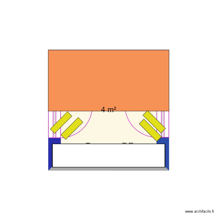 Stand. Plan de 1 pièce et 4 m2