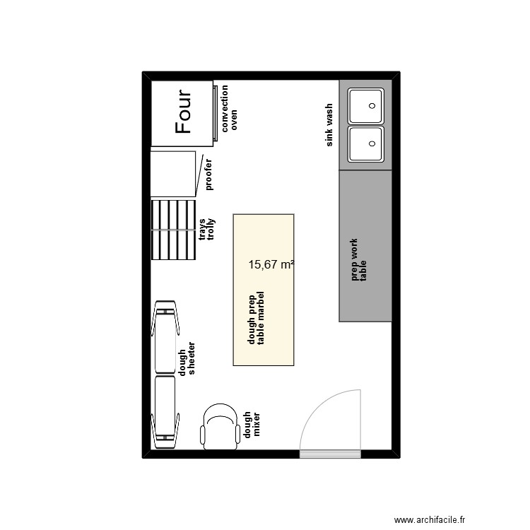 KITCHEN&RESTAU SORFA (pastry). Plan de 1 pièce et 16 m2