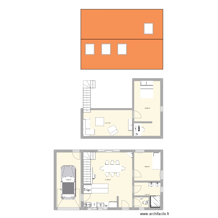 Maison de Faou 2. Plan de 6 pièces et 96 m2