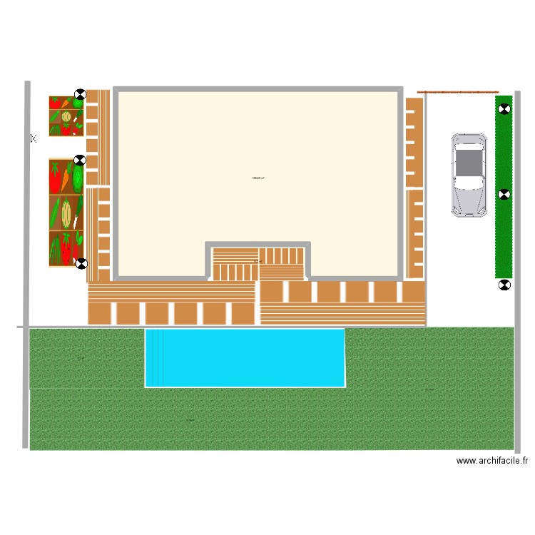JARDIN COLETTE. Plan de 2 pièces et 168 m2