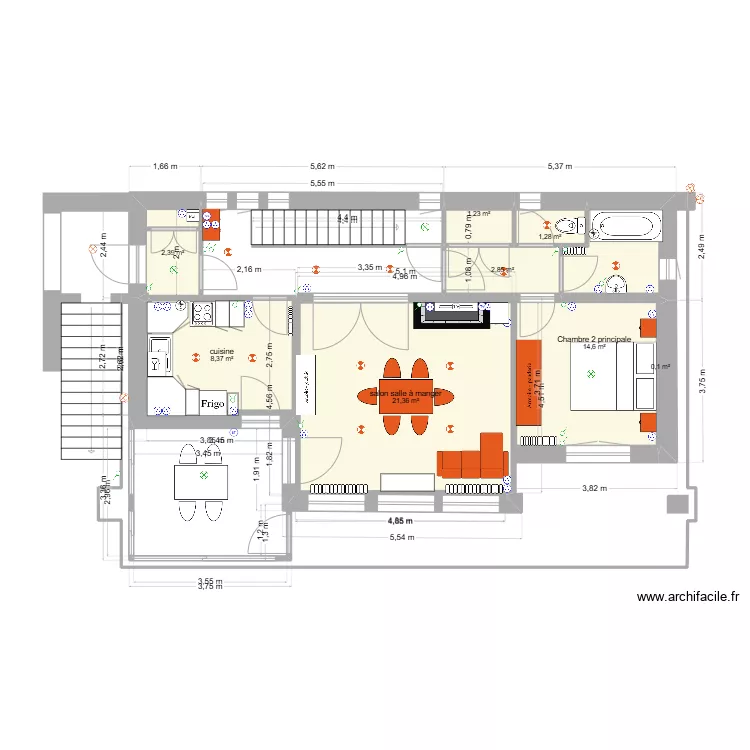 Chantelac R+1 Prunieres am&eacute;nagement Lumi&egrave;res. Plan de 
