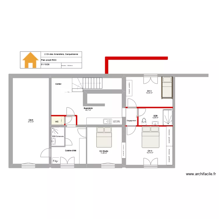 2 Ch Amandiers Projet RDC 011026. Plan de 11 Pièces et 111 m² 2 Ch Amandiers Projet RDC 011026. Plan de 11 Pièces et 111 m²