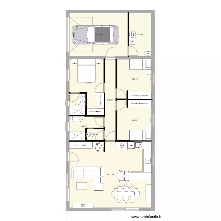 PLAN MAISON 100M2 2 CHAMBRE + SUITE PARENTAL. Plan de PLAN MAISON 100M2 2 CHAMBRE + SUITE PARENTAL. Plan de