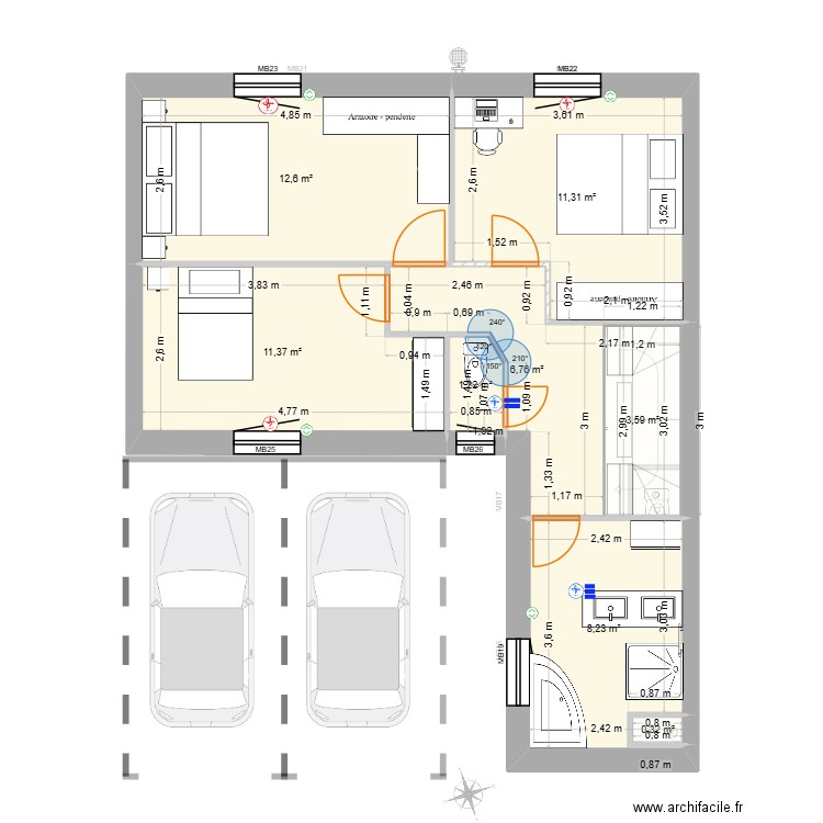 32B papa pompe à chaleur. Plan de 12 pièces et 111 m2