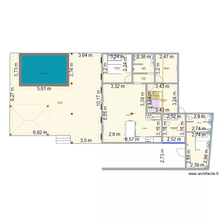 FONTAINE TQC V4. Plan de 10  et 175 m²