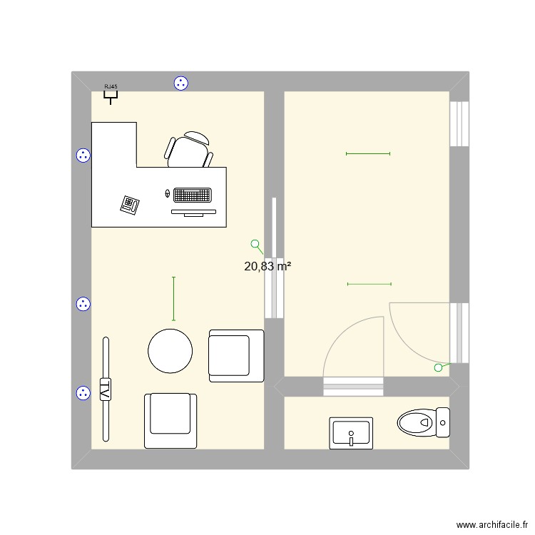 Sous-sol - Remaufens. Plan de 1 pièce et 21 m2