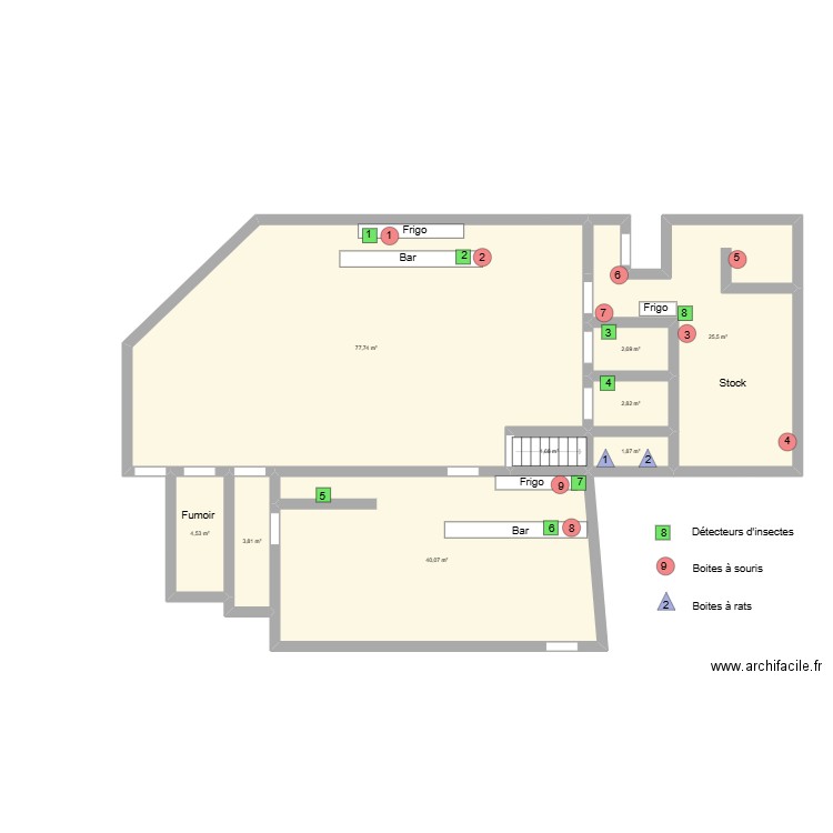 METRO CLUB ATH. Plan de 9 pièces et 161 m2