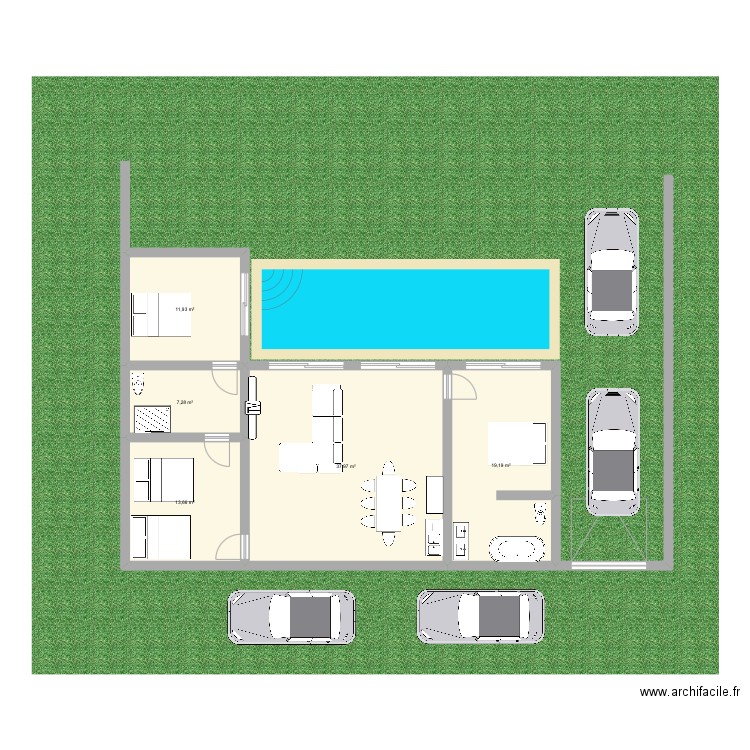 Christian 231998. Plan de 5 pièces et 90 m2