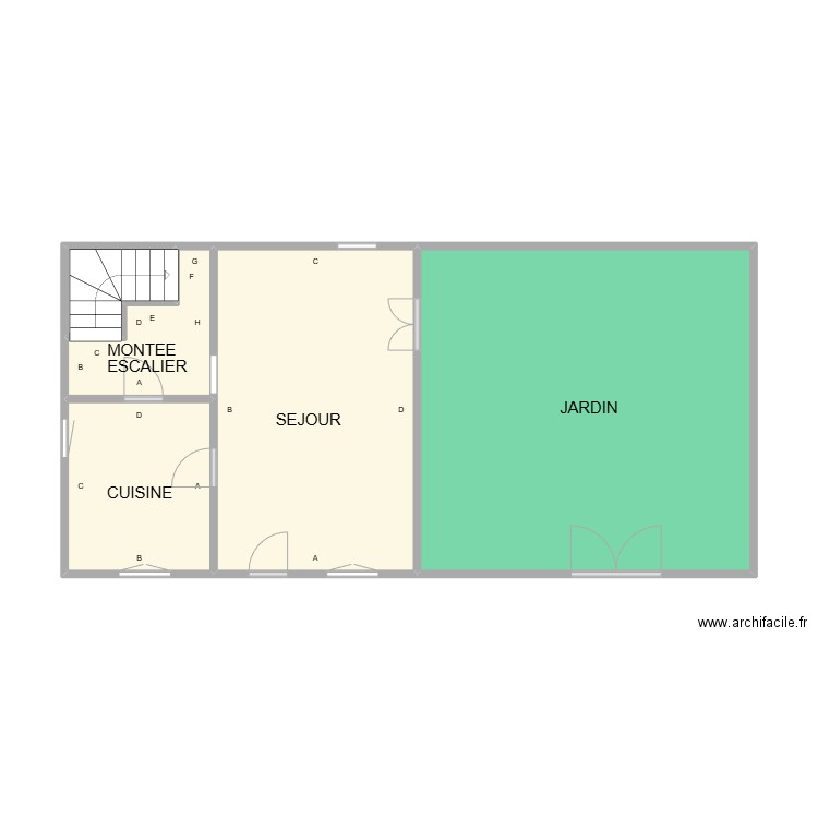 RDC COMPS PLB. Plan de 5 pièces et 51 m2