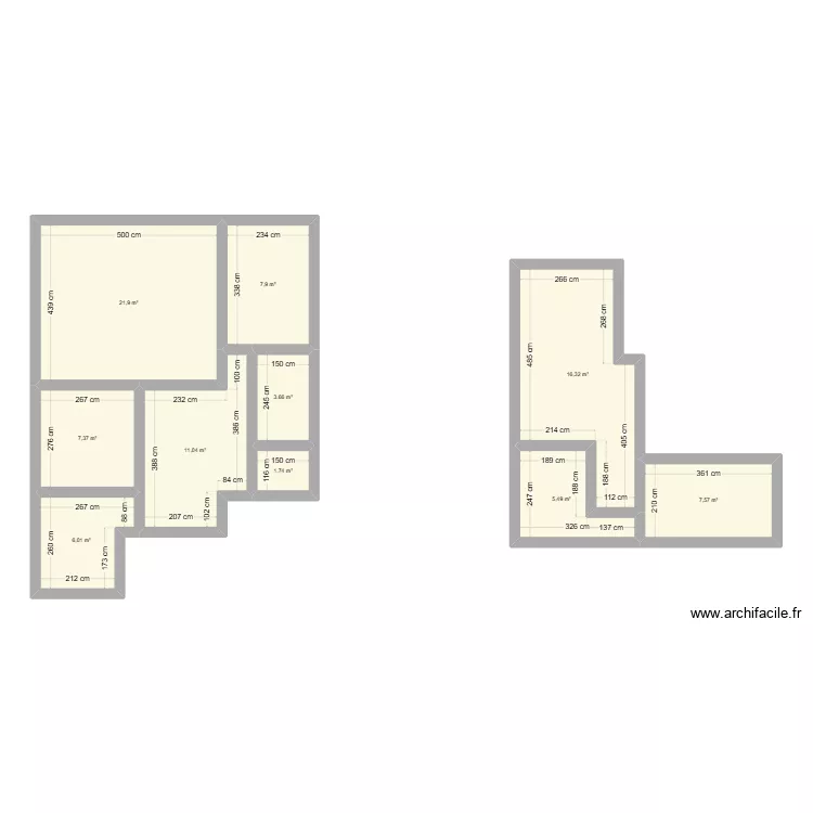 Plan 222. Plan de 10  et 89 m²