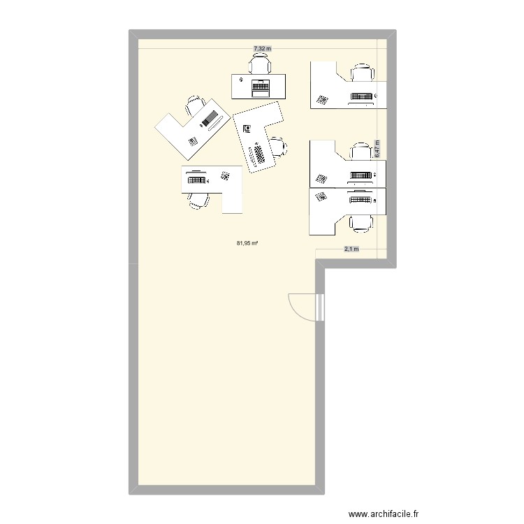 Bureau SST. Plan de 1 pièce et 82 m2
