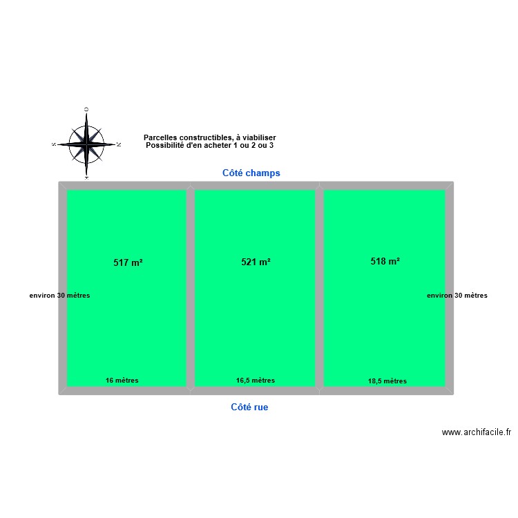 RUAUD. Plan de 3 pièces et 82 m2