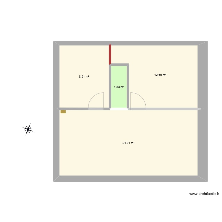 T5 Epinal Etage modif en T2. Plan de 4 pièces et 48 m2
