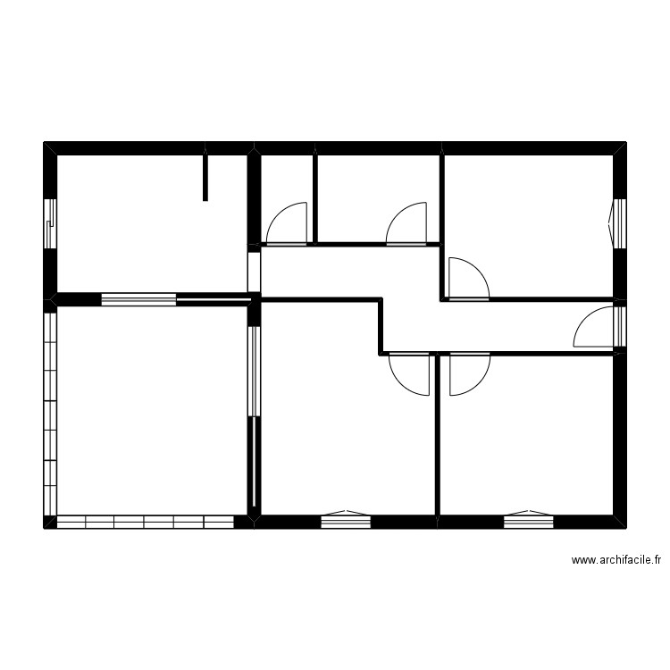 200 DESSEIN. Plan de 6 pièces et 51 m2