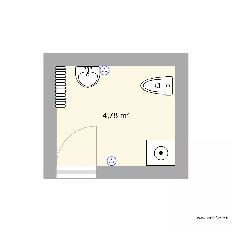 toilette. Plan de 1 et 5 m² toilette. Plan de 1 et 5 m²
