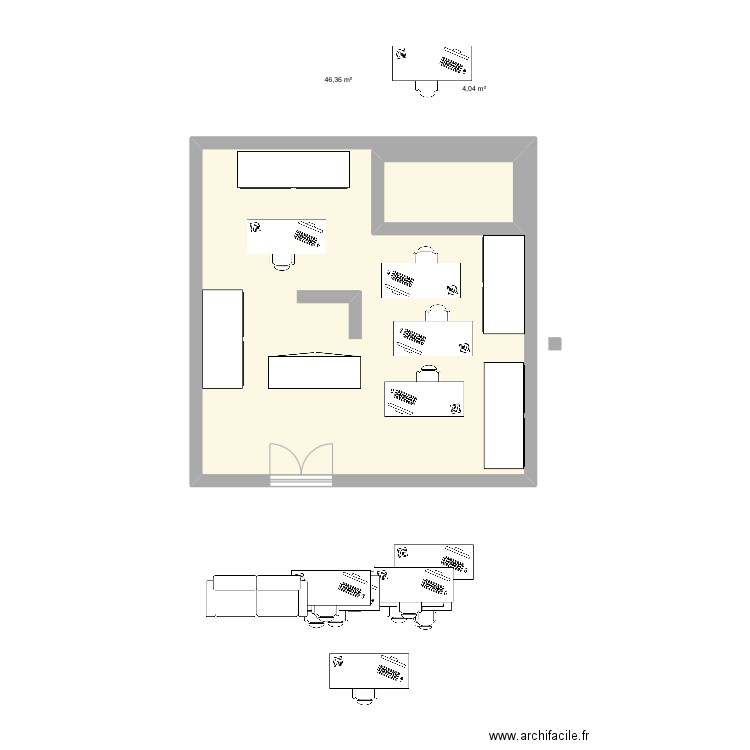 aemp. Plan de 2 pièces et 57 m2