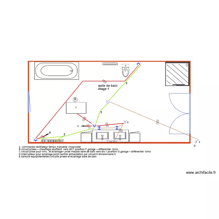 salle de bain. Plan de salle de bain. Plan de