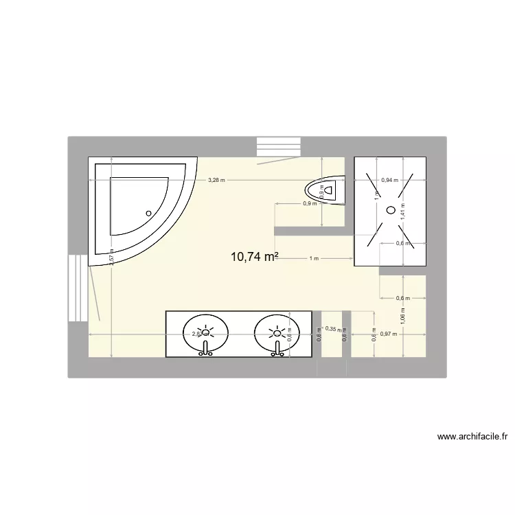 SDB MASTER DIMENSIONS MEUBLES 1. Plan de 1 et 11 m² SDB MASTER DIMENSIONS MEUBLES 1. Plan de 1 et 11 m²