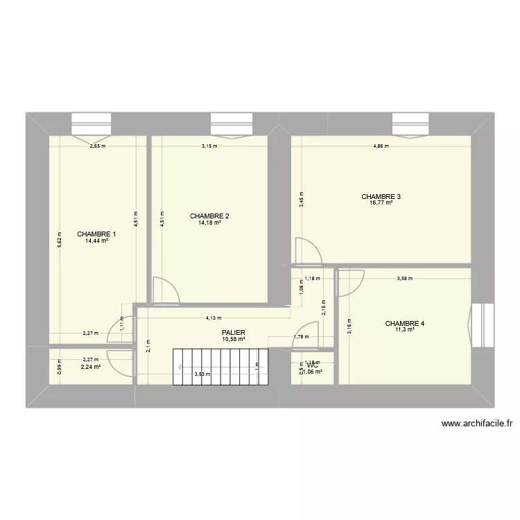 Etage. Plan de 7  et 71 m²