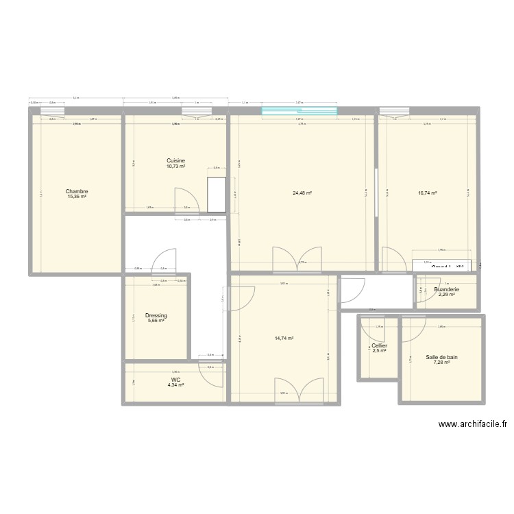 Medreville 1. Plan de 10 pièces et 104 m2