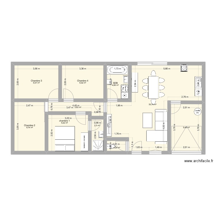 maison. Plan de 10 pièces et 93 m2