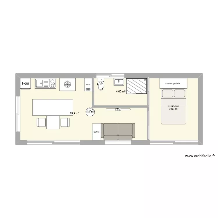 studio hiver. Plan de 3 Pièces et 34 m² studio hiver. Plan de 3 Pièces et 34 m²