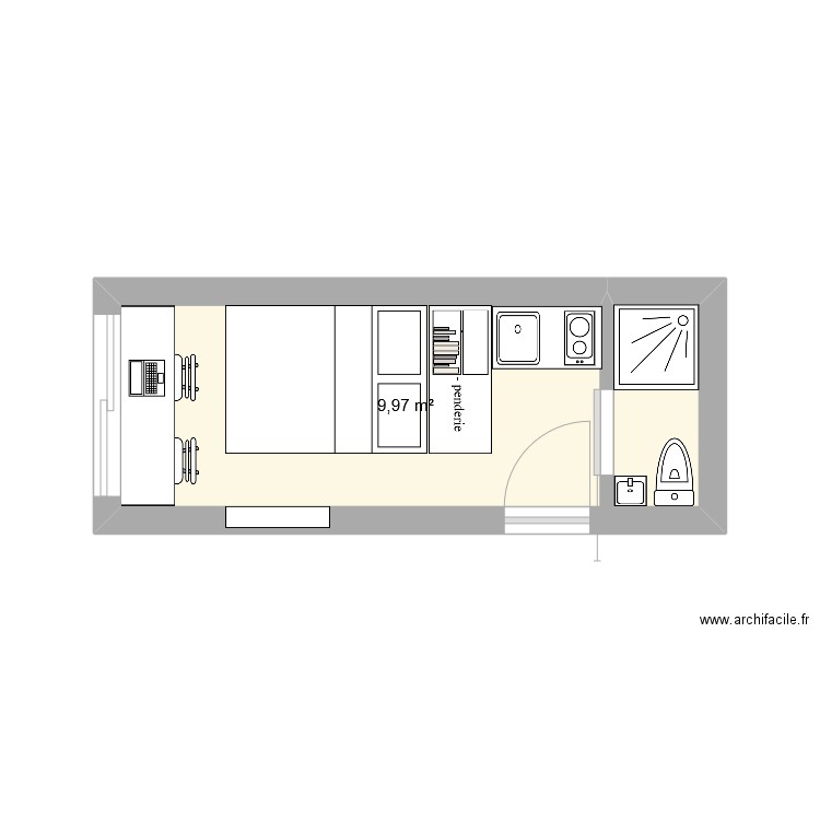 studio sciez. Plan de 1 pièce et 10 m2