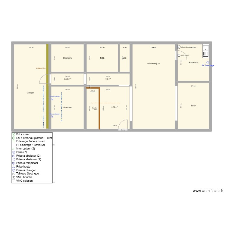Projet DESHOUX. Plan de 20 pièces et 230 m2
