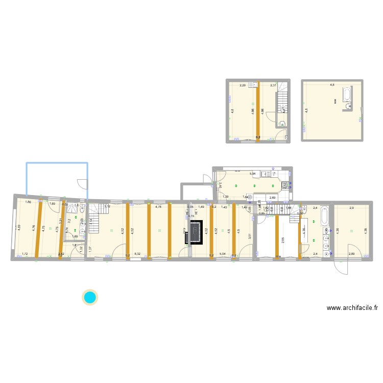 Plan 525CLF. Plan de 11 pièces et 166 m2