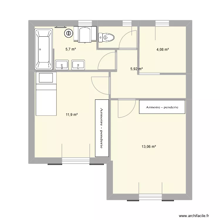 &eacute;tage 2. Plan de 5  et 41 m²