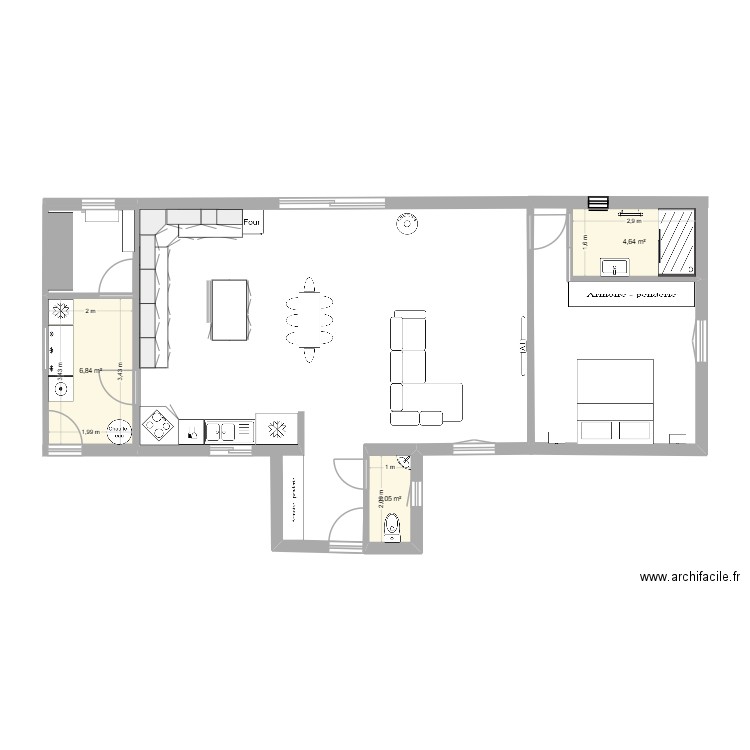 GILLES. Plan de 3 pièces et 14 m2