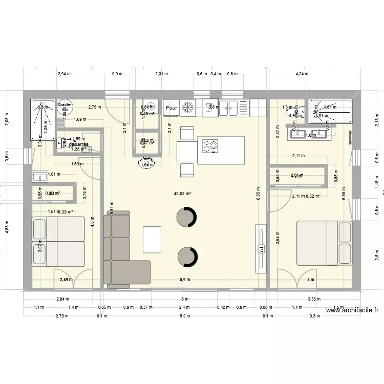 projet ideal. Plan de 8 Pièces et 76 m²