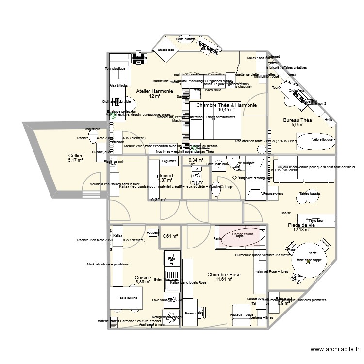 Mon plan B. Plan de 14 pièces et 81 m2