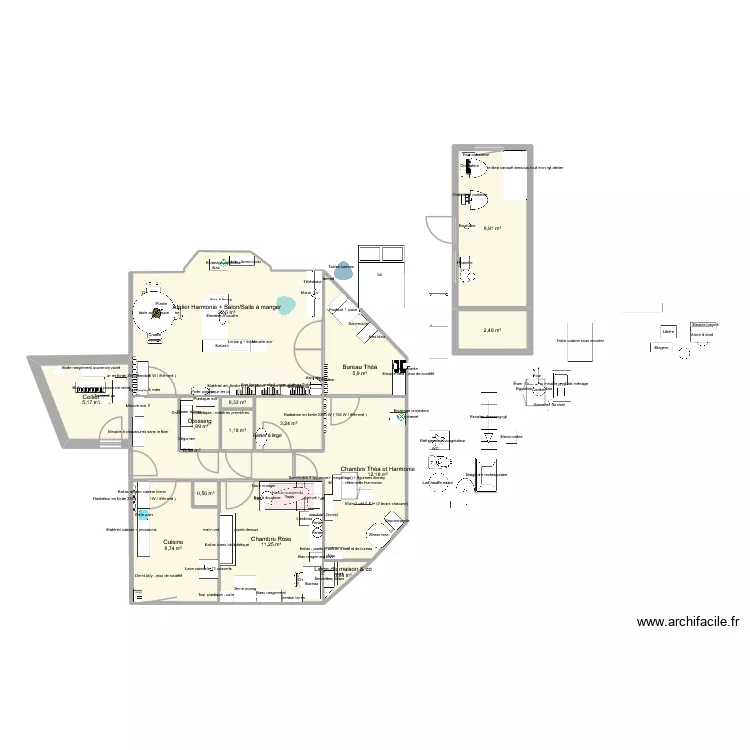 Mon aprt. Plan de 15  et 93 m²