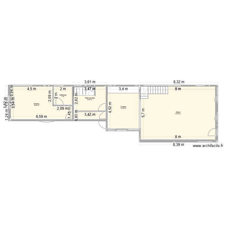 hugo. Plan de 6 pièces et 96 m2