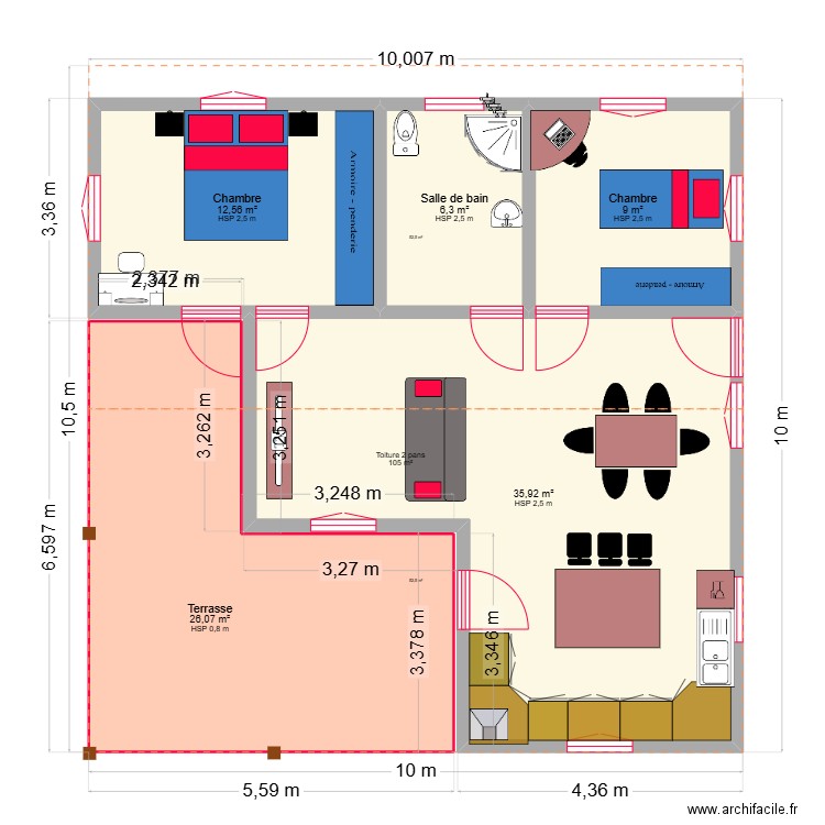 fabrice damatrin 001a. Plan de 5 pièces et 90 m2