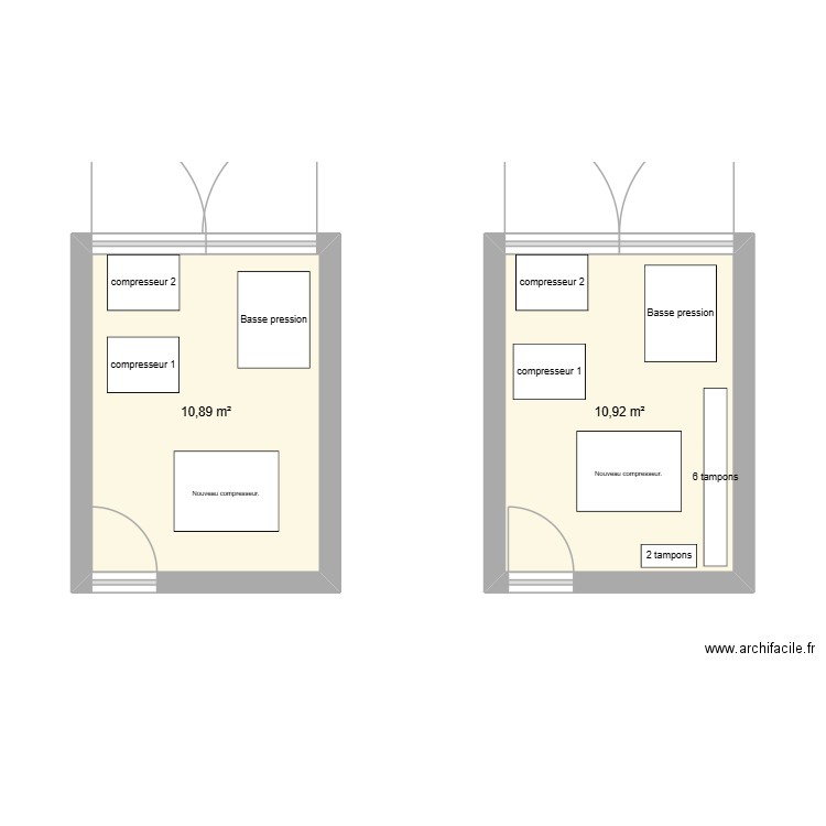 nouveau local compresseur. Plan de 2 pièces et 22 m2