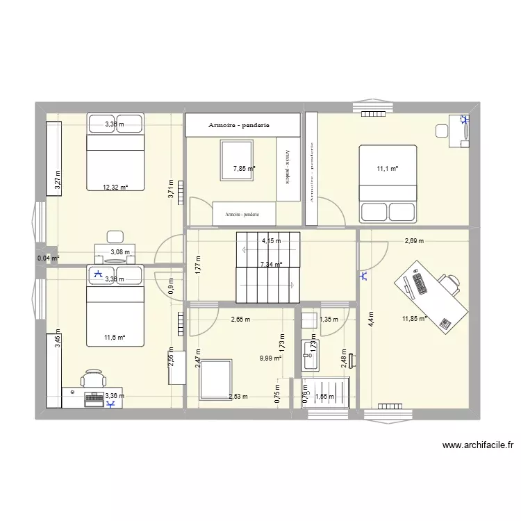 VSD Etage. Plan de 8 Pièces et 72 m²