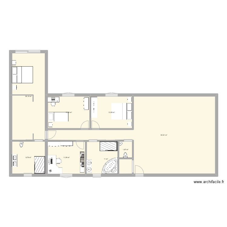 maison. Plan de 8 pièces et 150 m2