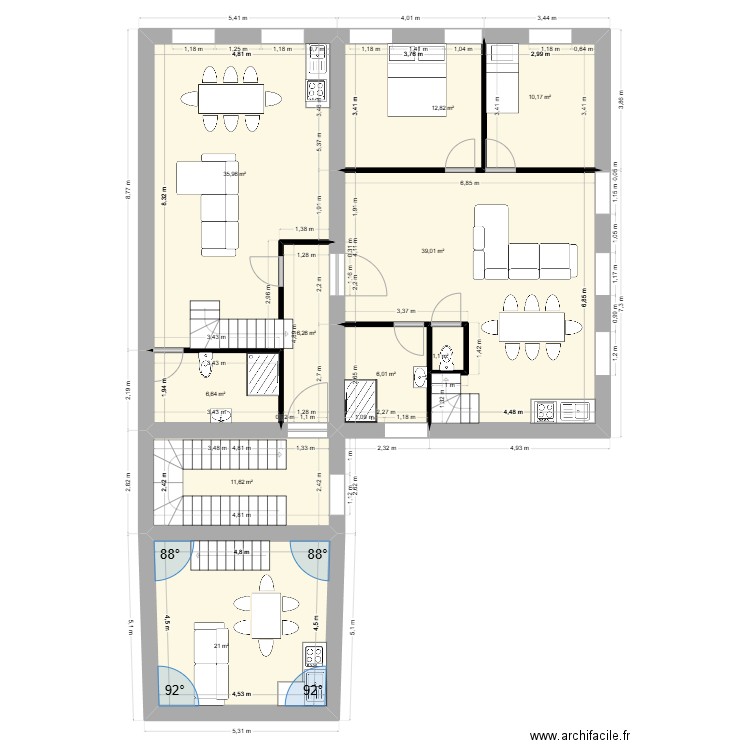 1er etage laneuveville. Plan de 10 pièces et 151 m2
