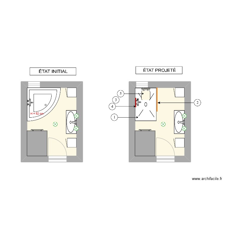 CARNAZZI. Plan de 2 pièces et 12 m2