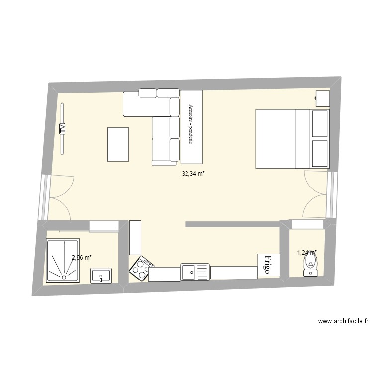 studio v4. Plan de 0 pièce et 0 m2