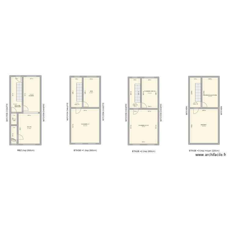 CAMPISI Alexandre. Plan de 14 pièces et 188 m2
