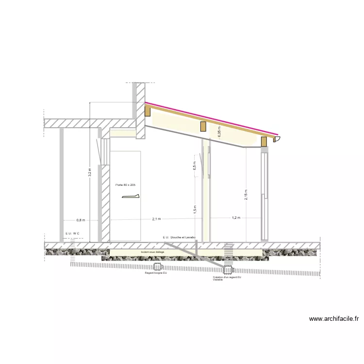 coupe A A. Plan de coupe A A. Plan de