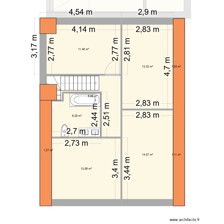 molière. Plan de 17 pièces et 206 m2