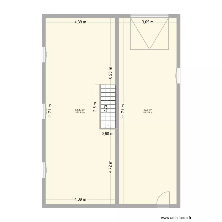 Plan EDL RDC MEILLAN. Plan de 2 Pièces et 94 m²